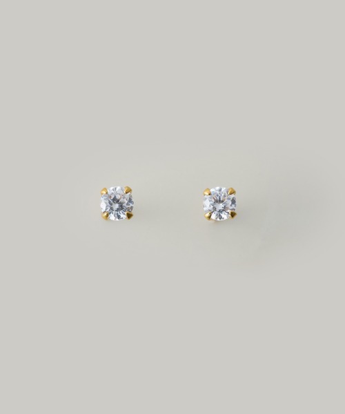 Jolie Toujours(ジョリトゥジュール)の「【汗や水に強い】〈ステンレス〉CZ1粒スタッドピアス(ピアス(両耳用)・レディース・シルバー/ゴールド・FREE)」の1枚目の写真