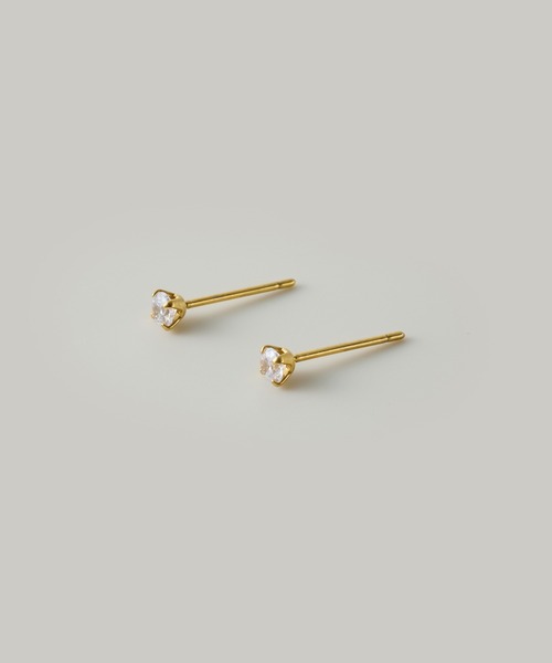 Jolie Toujours(ジョリトゥジュール)の「【汗や水に強い】〈ステンレス〉CZ1粒スタッドピアス(ピアス(両耳用)・レディース・シルバー/ゴールド・FREE)」の4枚目の写真