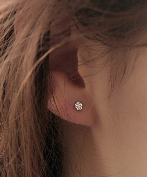 Jolie Toujours(ジョリトゥジュール)の「【汗や水に強い】〈ステンレス〉CZ1粒スタッドピアス(ピアス(両耳用)・レディース・シルバー/ゴールド・FREE)」の5枚目の写真