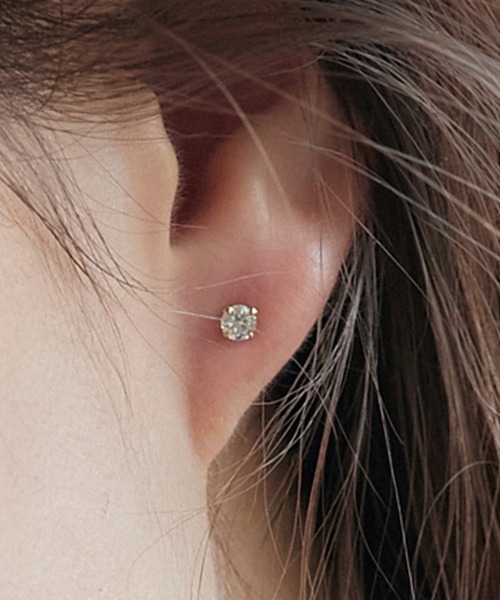Jolie Toujours(ジョリトゥジュール)の「【汗や水に強い】〈ステンレス〉CZ1粒スタッドピアス(ピアス(両耳用)・レディース・シルバー/ゴールド・FREE)」の6枚目の写真