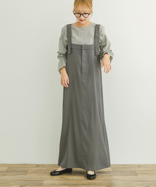 ITEMS URBANRESEARCH（アイテムズ アーバンリサーチ）の「ストライプトップス×ジャンスカセット（ジャンパースカート・レディース・ブラック/グレー・FREE）」の9枚目の写真