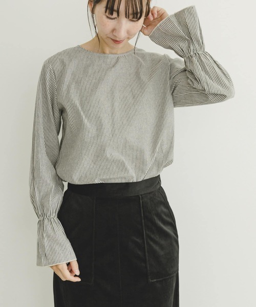 ITEMS URBANRESEARCH（アイテムズ アーバンリサーチ）の「ストライプトップス×ジャンスカセット（ジャンパースカート・レディース・ブラック/グレー・FREE）」の15枚目の写真