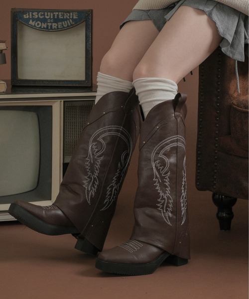 sedacle girl(セダクルガール)の「2WAYカバーウエスタンブーツ(ブーツ・レディース・ブラック/ブラウン・LARGE/MEDIUM)」の2枚目の写真