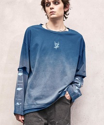 VI E DIT（ヴィエディット）の「Gradient Bleach Melt Logo Long Sleeve T-shirt/グラデーションブリーチメルトロゴロングスリーブTシャツ（Tシャツ/カットソー）」