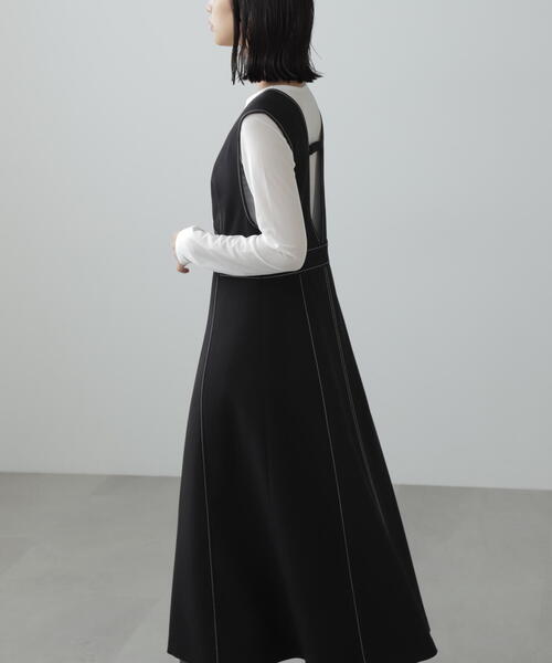 FREE'S MART（フリーズマート）の「◆配色ステッチジャンスカ（ジャンパースカート・レディース・ベージュ/ブラック/グレー・SMALL/MEDIUM）」の15枚目の写真