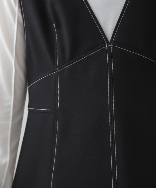 FREE'S MART（フリーズマート）の「◆配色ステッチジャンスカ（ジャンパースカート・レディース・ベージュ/ブラック/グレー・SMALL/MEDIUM）」の17枚目の写真