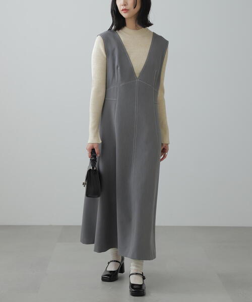 FREE'S MART（フリーズマート）の「◆配色ステッチジャンスカ（ジャンパースカート・レディース・ベージュ/ブラック/グレー・SMALL/MEDIUM）」の21枚目の写真