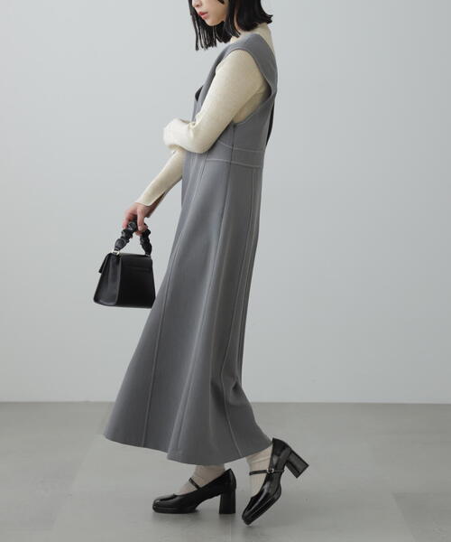 FREE'S MART（フリーズマート）の「◆配色ステッチジャンスカ（ジャンパースカート・レディース・ベージュ/ブラック/グレー・SMALL/MEDIUM）」の22枚目の写真