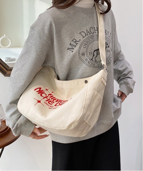 FREE STYLISTS(フリー スタイリスト)の「アウトポケットBAG ユニセックス ビッグキャンバスショルダーバッグ(ショルダーバッグ・レディース・オフホワイト・FREE)」の7枚目の写真