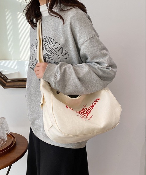 FREE STYLISTS(フリー スタイリスト)の「アウトポケットBAG ユニセックス ビッグキャンバスショルダーバッグ(ショルダーバッグ・レディース・オフホワイト・FREE)」の10枚目の写真