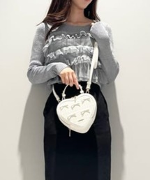 ツイードリボンハート型ショルダーバッグ