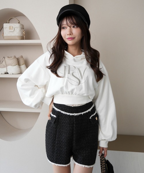 Theory フリンジヘム ツイードショートパンツ 2 STYLEMIXER | フリンジジャガードショートパンツ (ショート