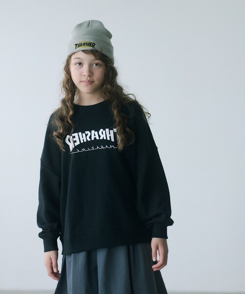 THRASHER(スラッシャー)の「【別注】<THRASHER>ビーニー / ニット帽 / キッズ(ニットキャップ/ビーニー・キッズ・オリーブ/ネイビー/マスタード・FREE)」の4枚目の写真