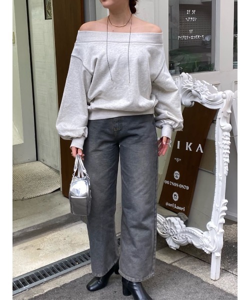 titivate（ティティベイト）の「ワイドデニムパンツ（デニムパンツ・レディース・ライトグレー/ブラウン/ライトブルー/オフホワイト/インディゴブルー・SP/S/M/MT/L）」の13枚目の写真