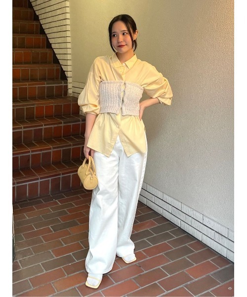 titivate（ティティベイト）の「ワイドデニムパンツ（デニムパンツ・レディース・ライトグレー/ブラウン/ライトブルー/オフホワイト/インディゴブルー・SP/S/M/MT/L）」の18枚目の写真