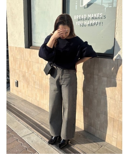 titivate（ティティベイト）の「ワイドデニムパンツ（デニムパンツ・レディース・ライトグレー/ブラウン/ライトブルー/オフホワイト/インディゴブルー・SP/S/M/MT/L）」の19枚目の写真