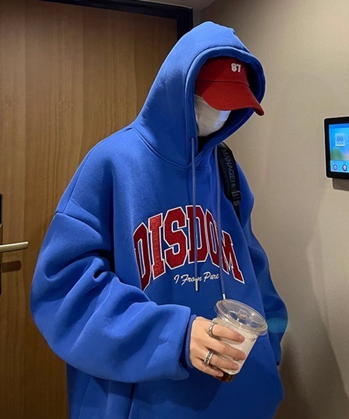 NOWLE（ノウル）の「【NOWLE】ロゴ ワッペン刺繍 裏起毛 パーカー（パーカー・メンズ・グレー/ブラック/ホワイト/ブルー・LARGE/X-LARGE/MEDIUM）」の18枚目の写真