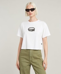 G-STAR | CROPPED LOGO RELAXED TOP/クロップドオーバーサイズクラシックロゴTシャツ(Tシャツ/カットソー)