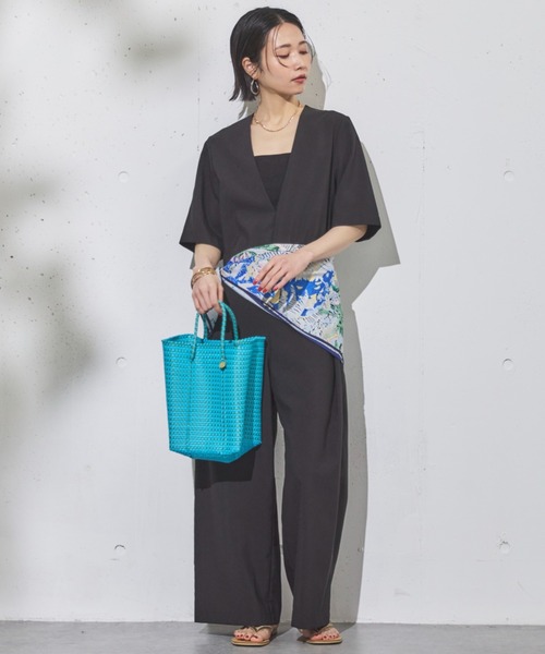 Doux archives（ドゥアルシーヴ）の「ドライジョーゼットサロペット（サロペット/オーバーオール・レディース・ブラック/ベージュ・38）」の2枚目の写真