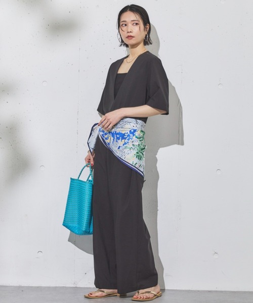 Doux archives（ドゥアルシーヴ）の「ドライジョーゼットサロペット（サロペット/オーバーオール・レディース・ブラック/ベージュ・38）」の4枚目の写真