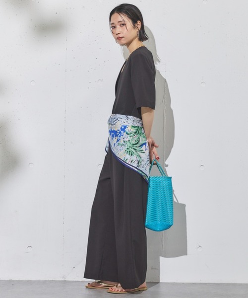 Doux archives（ドゥアルシーヴ）の「ドライジョーゼットサロペット（サロペット/オーバーオール・レディース・ブラック/ベージュ・38）」の5枚目の写真