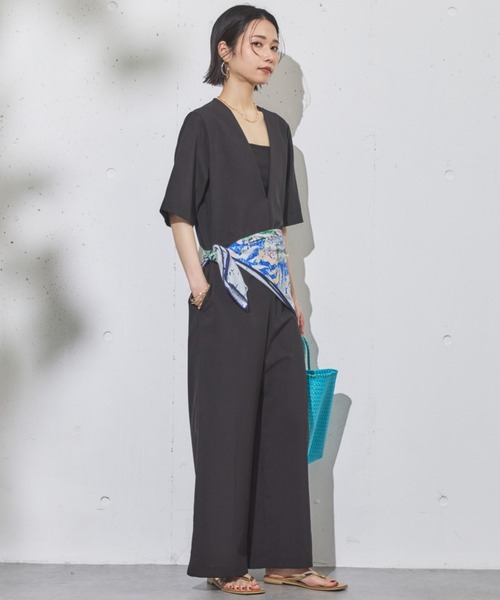 Doux archives（ドゥアルシーヴ）の「ドライジョーゼットサロペット（サロペット/オーバーオール・レディース・ブラック/ベージュ・38）」の7枚目の写真