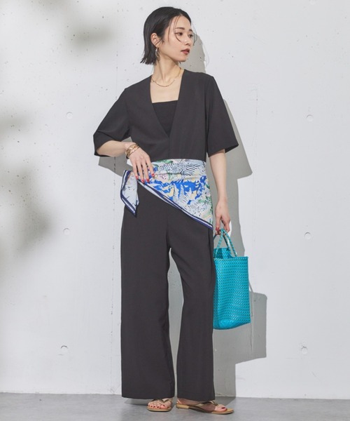 Doux archives（ドゥアルシーヴ）の「ドライジョーゼットサロペット（サロペット/オーバーオール・レディース・ブラック/ベージュ・38）」の9枚目の写真