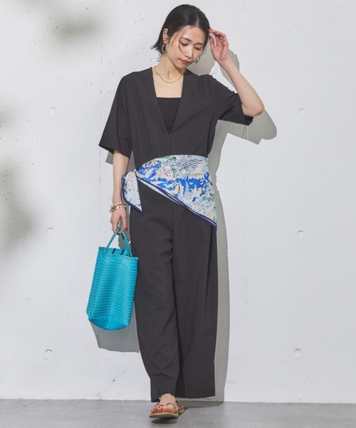 Doux archives（ドゥアルシーヴ）の「ドライジョーゼットサロペット（サロペット/オーバーオール・レディース・ブラック/ベージュ・38）」の11枚目の写真