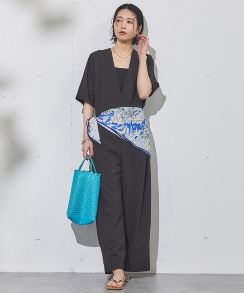 Doux archives（ドゥアルシーヴ）の「ドライジョーゼットサロペット（サロペット/オーバーオール・レディース・ブラック/ベージュ・38）」の12枚目の写真