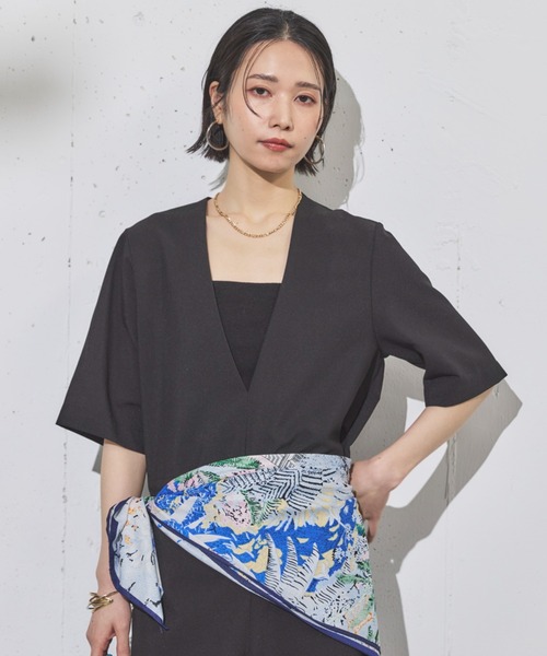 Doux archives（ドゥアルシーヴ）の「ドライジョーゼットサロペット（サロペット/オーバーオール・レディース・ブラック/ベージュ・38）」の15枚目の写真