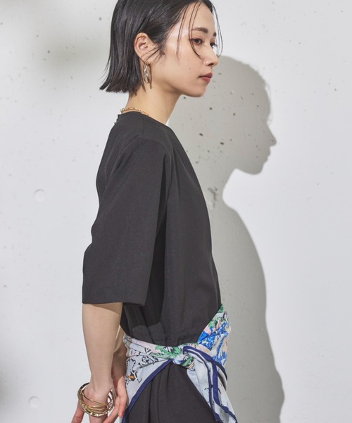 Doux archives（ドゥアルシーヴ）の「ドライジョーゼットサロペット（サロペット/オーバーオール・レディース・ブラック/ベージュ・38）」の18枚目の写真