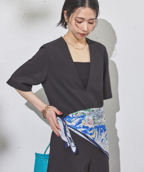 Doux archives（ドゥアルシーヴ）の「ドライジョーゼットサロペット（サロペット/オーバーオール・レディース・ブラック/ベージュ・38）」の19枚目の写真