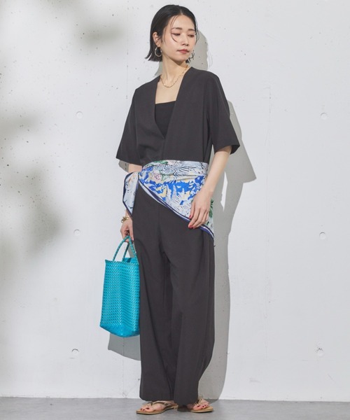 Doux archives（ドゥアルシーヴ）の「ドライジョーゼットサロペット（サロペット/オーバーオール・レディース・ブラック/ベージュ・38）」の13枚目の写真