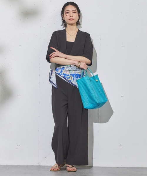 Doux archives（ドゥアルシーヴ）の「ドライジョーゼットサロペット（サロペット/オーバーオール・レディース・ブラック/ベージュ・38）」の14枚目の写真