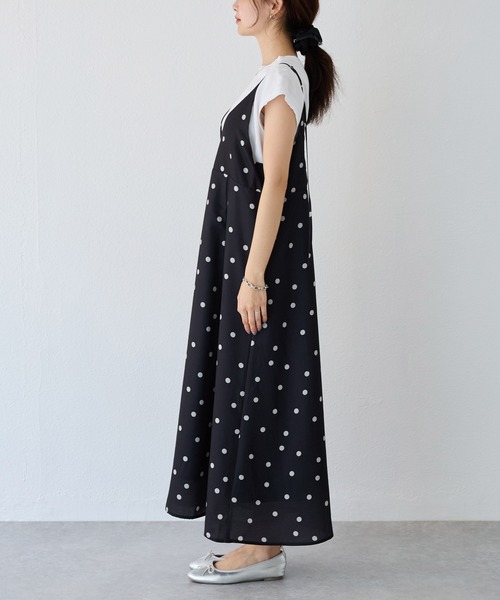 LAVEANGE（ラビアンジェ）の「麻調合繊ドットキャミワンピース（ワンピース・レディース・ベージュ/ブラック・M/LL/3L/4L/5L）」の19枚目の写真
