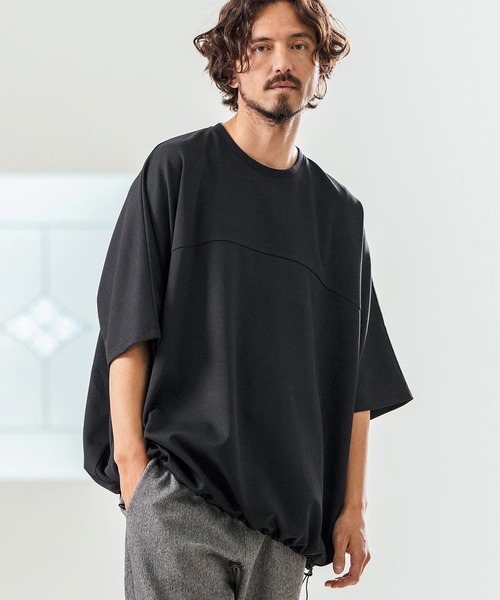 Magine(マージン)の「mt9468- Tricot Mesh Drawcord T-shirts Tシャツ(Tシャツ/カットソー・メンズ・ネイビー/オフホワイト/ブラック・44/46/48)」の4枚目の写真