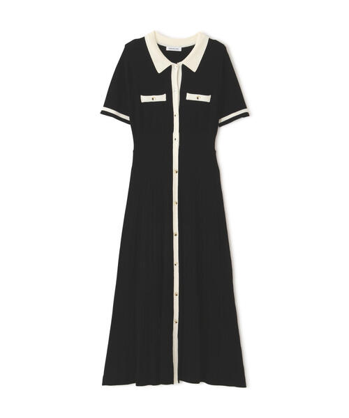 NATURAL BEAUTY BASIC（ナチュラルビューティーベーシック）の「◇ポロバイカラーニットワンピース（ワンピース・レディース・ベージュ系その他/ブラック系その他/グリーン系その他3・MEDIUM/P/S）」の4枚目の写真