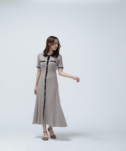 NATURAL BEAUTY BASIC（ナチュラルビューティーベーシック）の「◇ポロバイカラーニットワンピース（ワンピース・レディース・ベージュ系その他/ブラック系その他/グリーン系その他3・MEDIUM/P/S）」の14枚目の写真