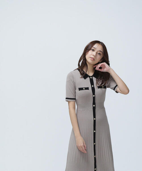 NATURAL BEAUTY BASIC（ナチュラルビューティーベーシック）の「◇ポロバイカラーニットワンピース（ワンピース・レディース・ベージュ系その他/ブラック系その他/グリーン系その他3・MEDIUM/P/S）」の17枚目の写真