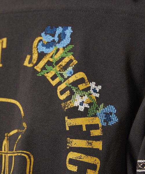 Freada（フリーダ）の「Freada/フリーダ クロスステッチフットボールTシャツ（Tシャツ/カットソー・レディース・ブラック/パープル/ベージュ/ホワイト・ﾌﾘ-）」の17枚目の写真