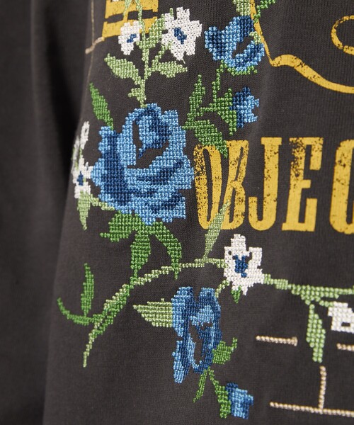 Freada（フリーダ）の「Freada/フリーダ クロスステッチフットボールTシャツ（Tシャツ/カットソー・レディース・ブラック/パープル/ベージュ/ホワイト・ﾌﾘ-）」の18枚目の写真