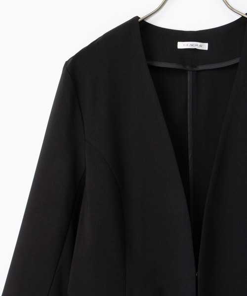 Honeys(ハニーズ)の「【ストレッチ・ウォッシャブル・イージーケア・接触冷感】8分袖カラーレスジャケット(ノーカラージャケット・レディース・ネイビー/ベージュ/グレイッシュベージュ/ブラック/グレー・3L/L/LL/M/S)」の13枚目の写真