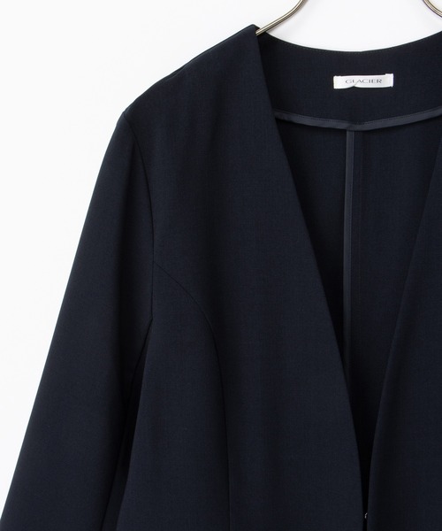 Honeys(ハニーズ)の「【ストレッチ・ウォッシャブル・イージーケア・接触冷感】8分袖カラーレスジャケット(ノーカラージャケット・レディース・ネイビー/ベージュ/グレイッシュベージュ/ブラック/グレー・3L/L/LL/M/S)」の15枚目の写真