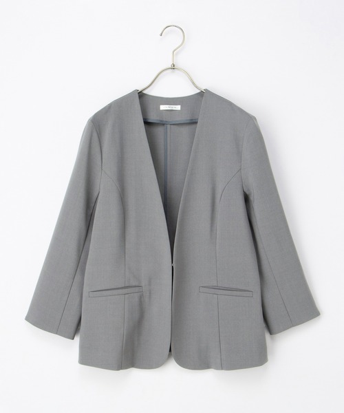 Honeys(ハニーズ)の「【ストレッチ・ウォッシャブル・イージーケア・接触冷感】8分袖カラーレスジャケット(ノーカラージャケット・レディース・ネイビー/ベージュ/グレイッシュベージュ/ブラック/グレー・3L/L/LL/M/S)」の16枚目の写真