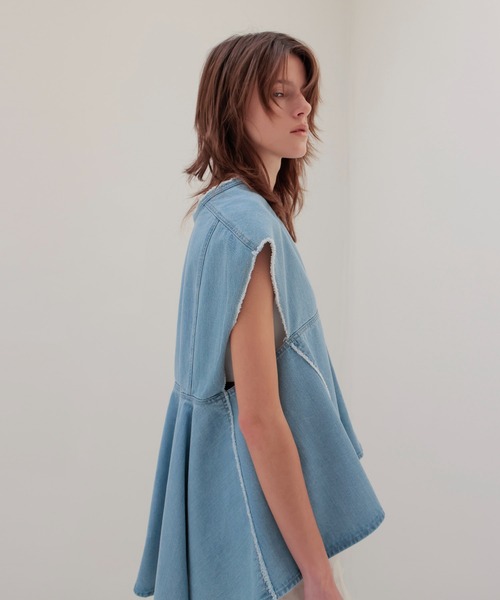 STUMBLY / Denim Back Peplum Blouse(デニムバックペプラムブラウス 