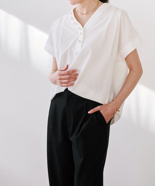 vネックサッカーブラウス IENA（イエナ）の「Vネック サッカーブラウス（シャツ/ブラウス）」 - WEAR
