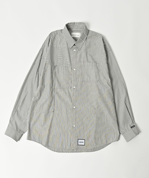 ブラウス シャツ ADAMPATEK/striped anarchy shirt/ストライプアナーキーシャツ(AP2515008) レディース メンズ ADAMPATEK/striped anarchy shirt/ストライプアナーキーシャツ