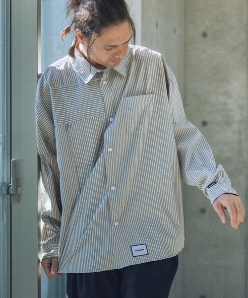 ブラウス シャツ ADAMPATEK/striped anarchy shirt/ストライプアナーキーシャツ(AP2515008) レディース メンズ ADAMPATEK/striped anarchy shirt/ストライプアナーキーシャツ