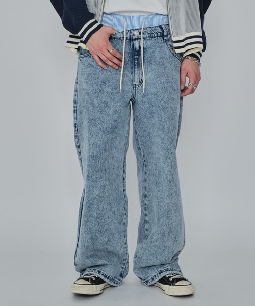 WEGO(ウィゴー)の「WEGO/ボクサードッキングデニムパンツ(デニムパンツ・メンズ・ブラック系3/スカイブルー・LARGE/MEDIUM)」の2枚目の写真
