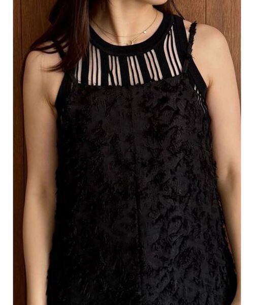 OUNNOUN（オウンノウン）の「【OUNNOUN】ランダムストライプアメスリニット（ニット/セーター・レディース・ベージュ/ブラック/ブルー・FREE）」の4枚目の写真